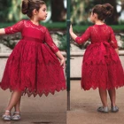 Кружевное платье для девочек, модное вечернее платье принцессы из тюля, новогодний костюм для детей, повседневная детская одежда, осень 2019