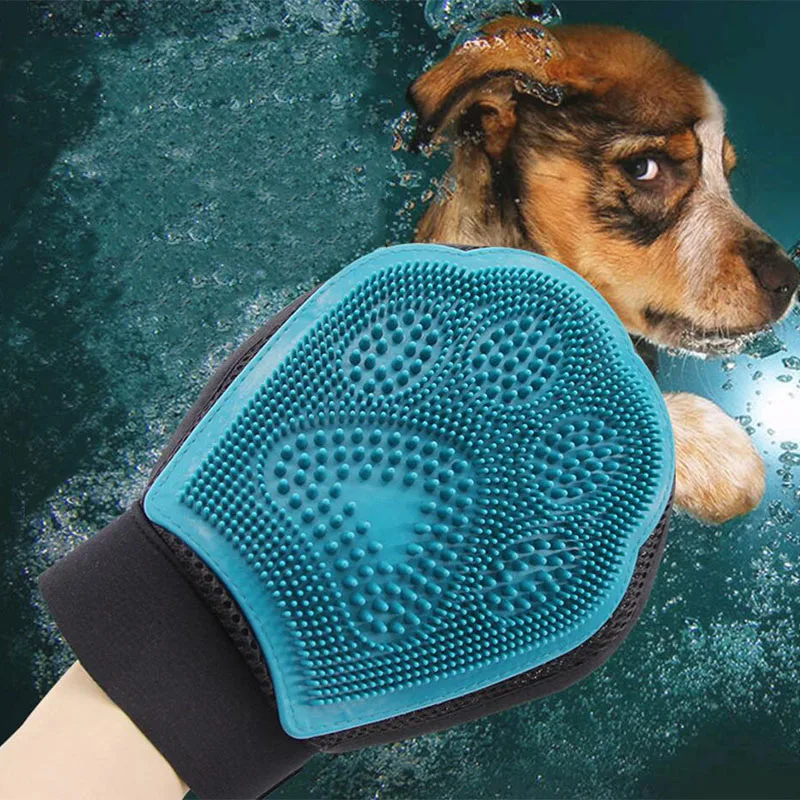 

Pet Products Dog Bath Cleaning Massage Gloves TPR Large Dog Pet Hair Deshedding Brush Comb Glove Animal Cat Grooming Gloves