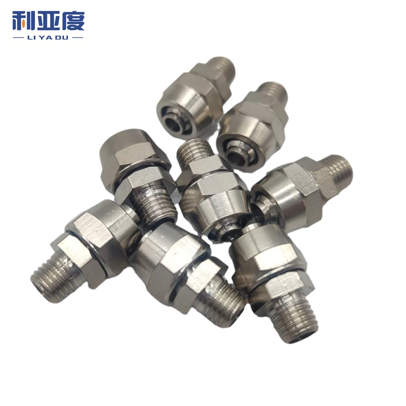 10pcs OD pc4 6 8mm connector For hose Tube Connectors Thread-M5 M6 M8 M10 M12 M14 BSP quick pneumatic air pipe fittings