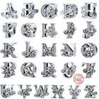 Бусина-Шарм из серебра 100% пробы, 925 пробы, с буквами алфавита