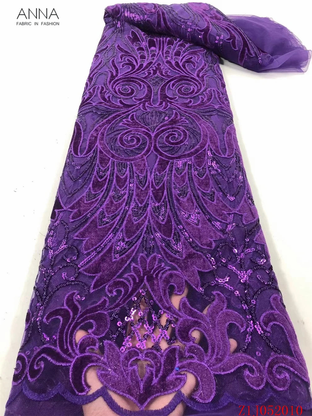 

АННА фиолетовый французский бархат ткани нигерийские кружева с блестками ткани 5 ярдов Африканской ажурной вышивкой, окрашенная ткань для ...