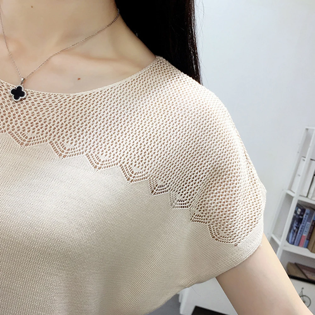 Футболка женская однотонная с круглым вырезом и коротким рукавом|Футболки| |