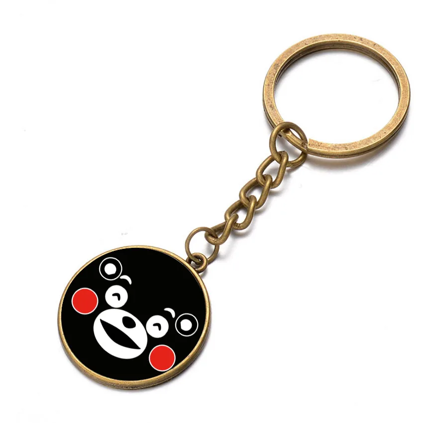 

Cartoon anime Kumamon Keychain Glass Dome Key Chain Bag Charm Keyring Holder Kids boy girl Pendant