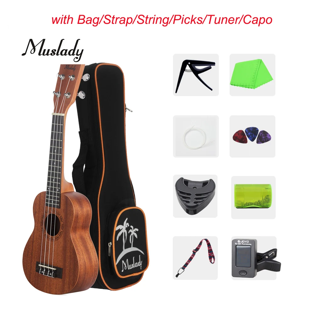 Укулеле из розового дерева акустическое нейлоновое 4 струны бас-гитара 21 дюйм