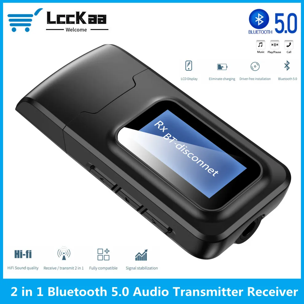 USB Bluetooth 5 0 аудио передатчик приемник с ЖК-дисплеем 3 мм AUX RCA стерео беспроводной