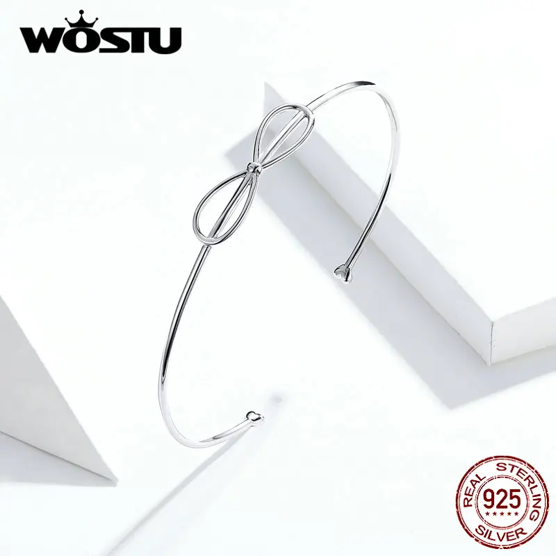 WOSTU 100% Настоящее серебро 925 пробы прекрасный браслет с бантом простой дизайн 2020