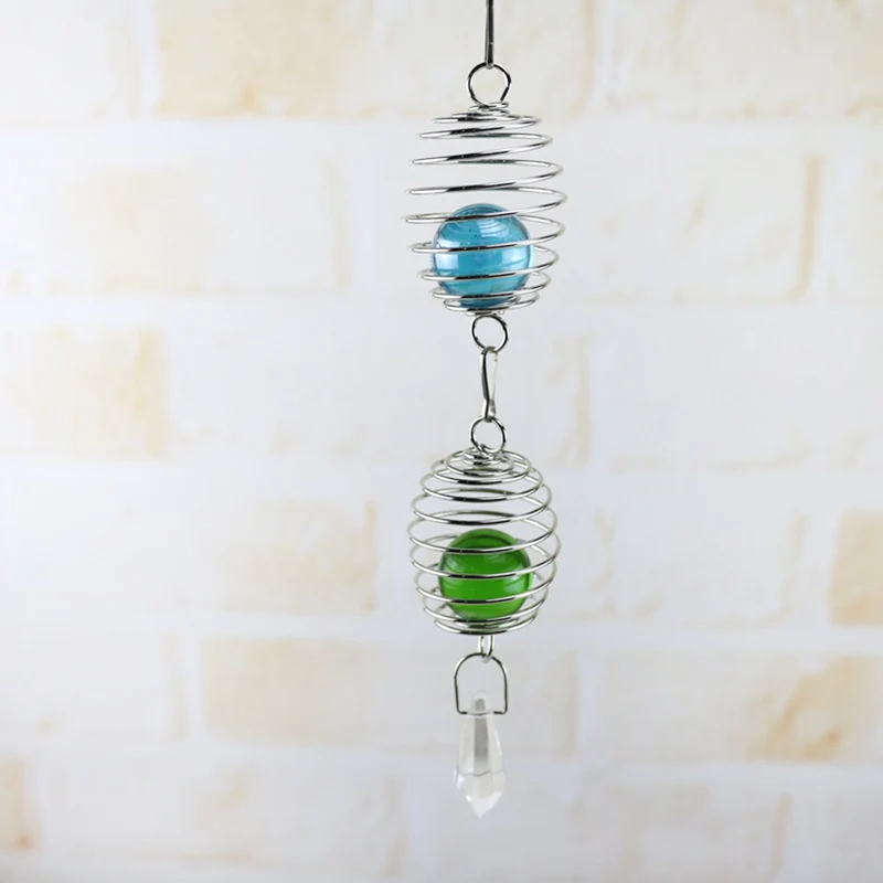 

3D Metal Hanging Spinner Wind Chime with Spiral Tail Ball Center Home Decor MJJ88