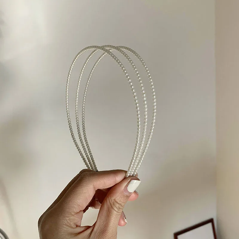 

Imitation Pearl Hair Hoop Sweet Elegant Fashion Head Hoop Three-layer Pearls Hair Hoop Geometry Imitation Pearl Headband