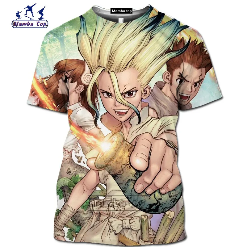 

Mamba Топ комикс Dr STONE мужская модная забавная Мужская футболка 3D аниме Harajuku Ishigami Senkuu футболки с коротким рукавом Уличная одежда
