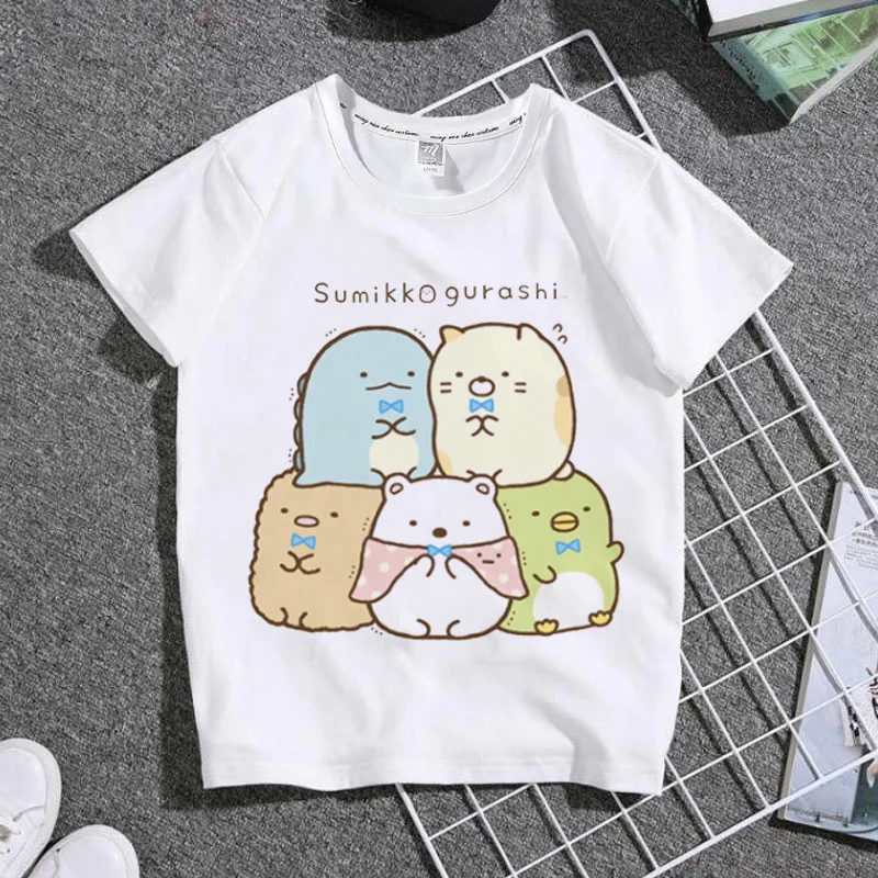 

Anime Sumikko Print White Kid T shirt Children Japan Comic Manga Sumikkogurashi Tops Summer Little Baby Clothes,Drop Ship