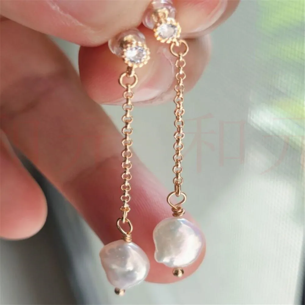

Natural Pearl gold Earrings eardrop 18K Chain girl Gift CARNIVAL Accessories Cultured Easter Jewelry Classic Gift Holiday gifts