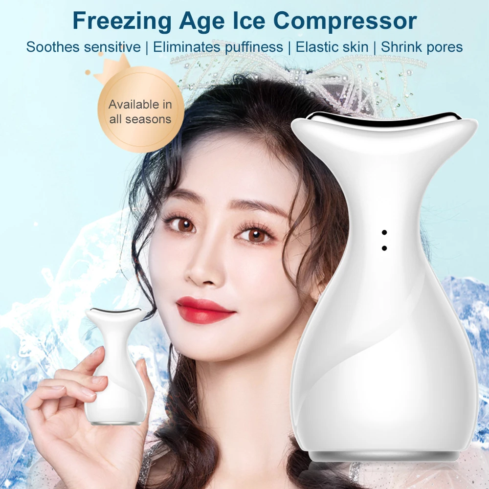 

Portable Ice Compress Skin Rejuvenation Beauty Machine Shrink Pore Face Massager Cooler Anti-aging Beauty Device None Electric