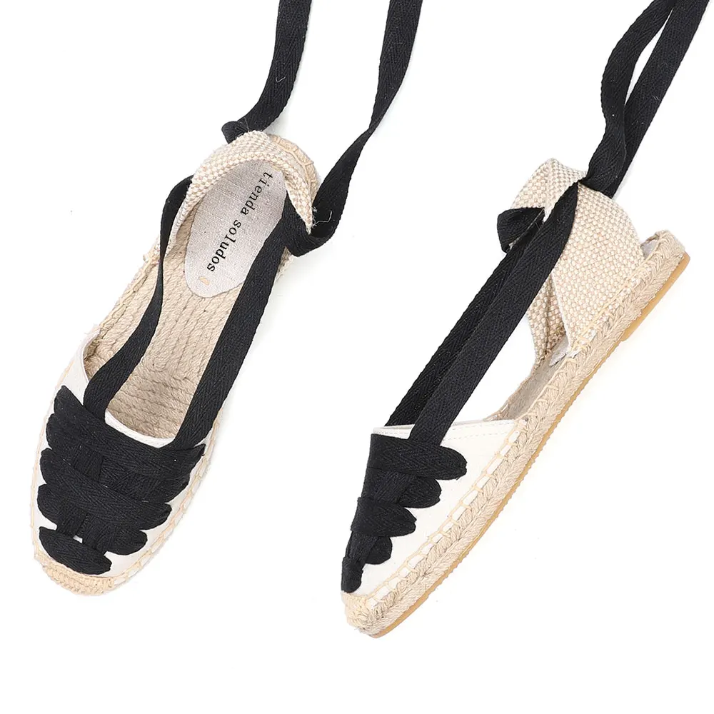 

2020 Time-limited New Arrival Hemp T-strap Flat With Open Rubber Feminino Sandals Sandals Womens Espadrilles Flat Shoes