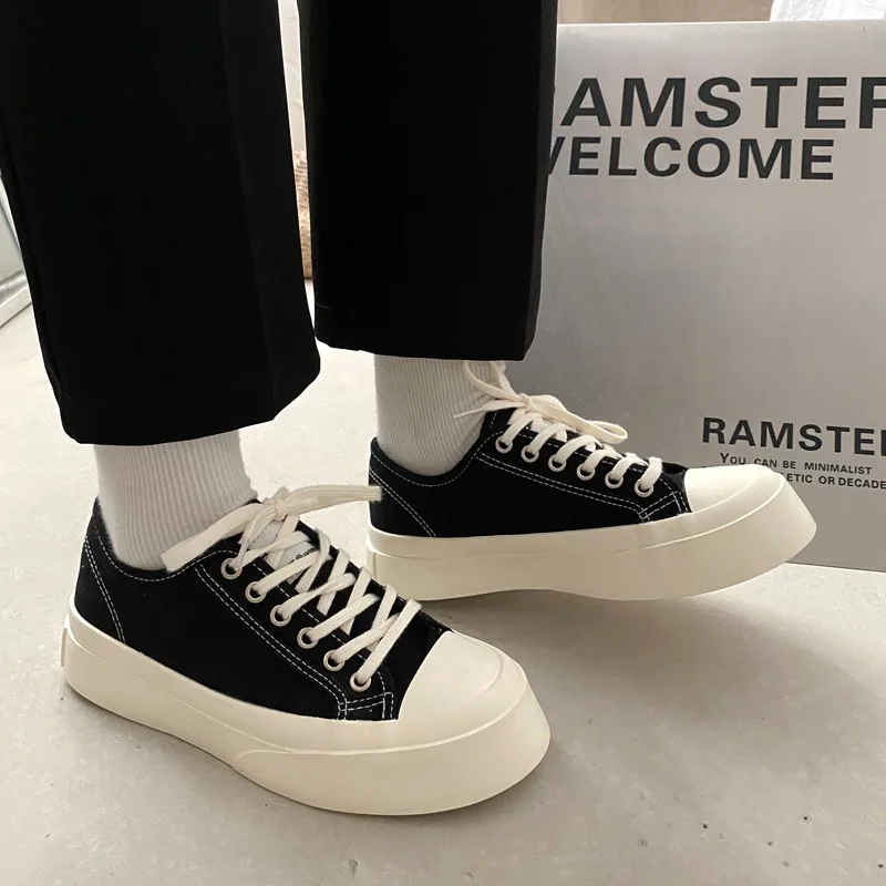 

Retro Platform Casual Shoes Women's Canvas Sneakers Mixed Color Skateboard Woman Vulcanized Shoes White Black Blue Basket Femme