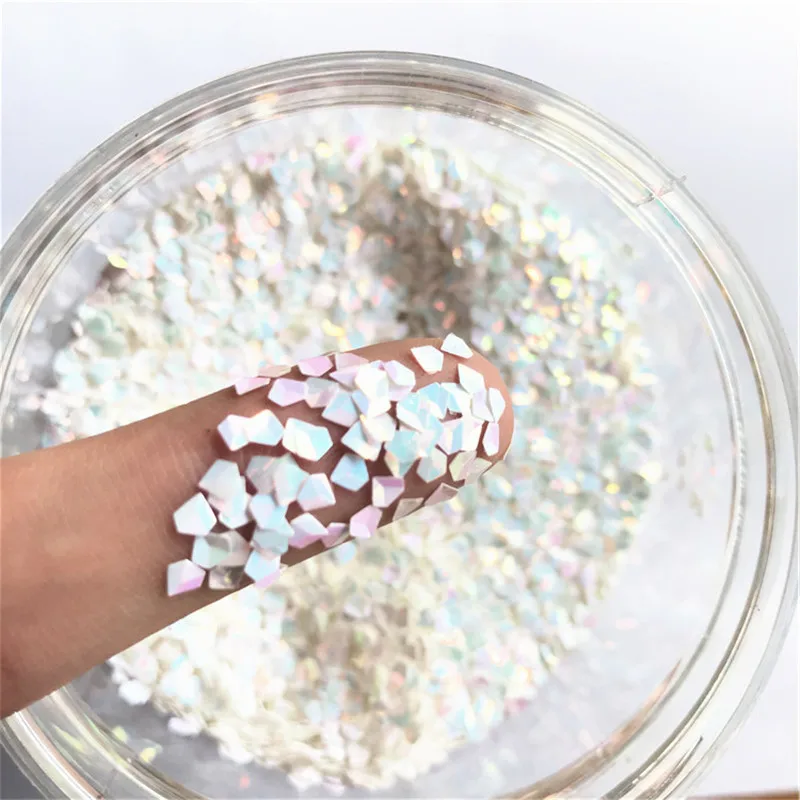 Белые 3 мм 3D блестки в форме алмазов ультратонкие пайетки из ПЭТ россыпью
