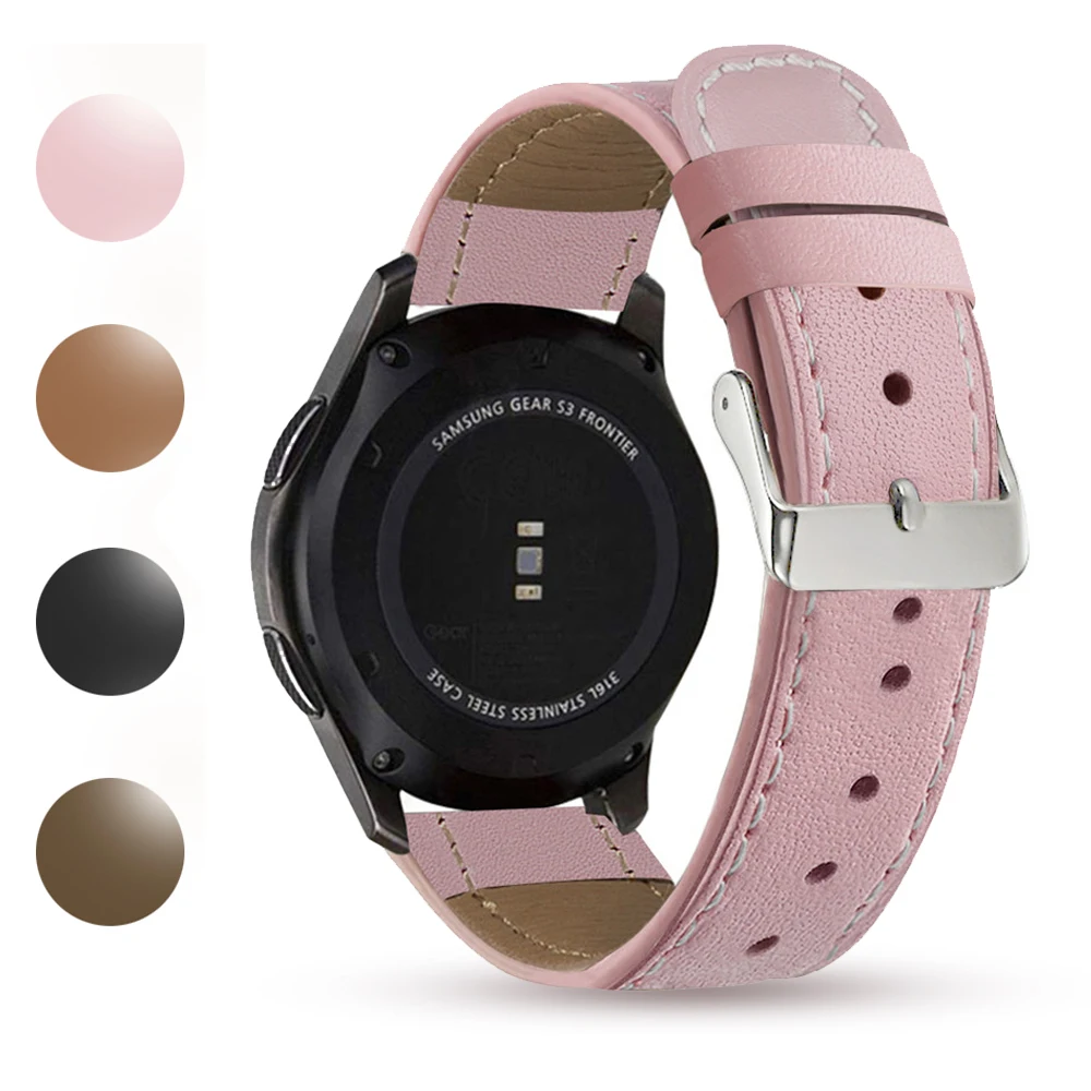 

Ремешок кожаный для Samsung Galaxy Watch 3 41 мм/42 мм/Active 2 1, браслет для часов Garmin CAME/Vivoactive 3/Vivomove HR, 20 мм