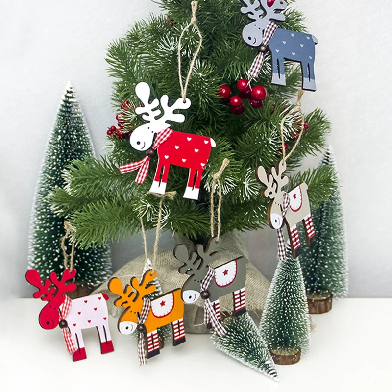 Рождественские подвесные украшения деревянные коньки в форме колокольчика