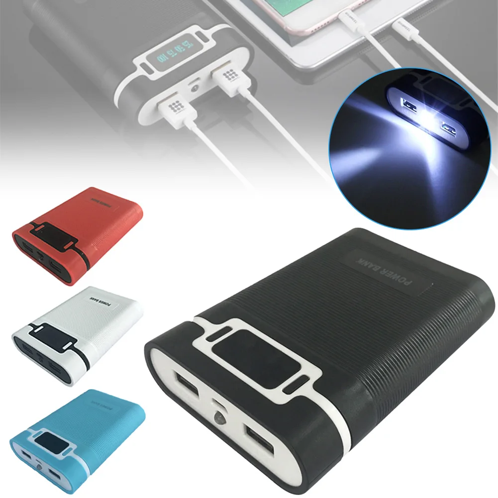 Портативный внешний аккумулятор с двумя USB-портами 4*18650 | Электроника