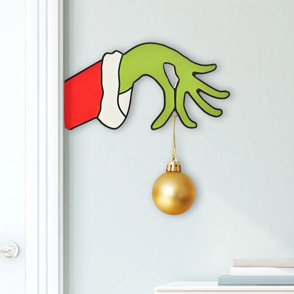 New Arrival Wood Cut Out Christmas Thief Hand Decorations Thief Hand Decal Wall Stickers Home Festival Decor