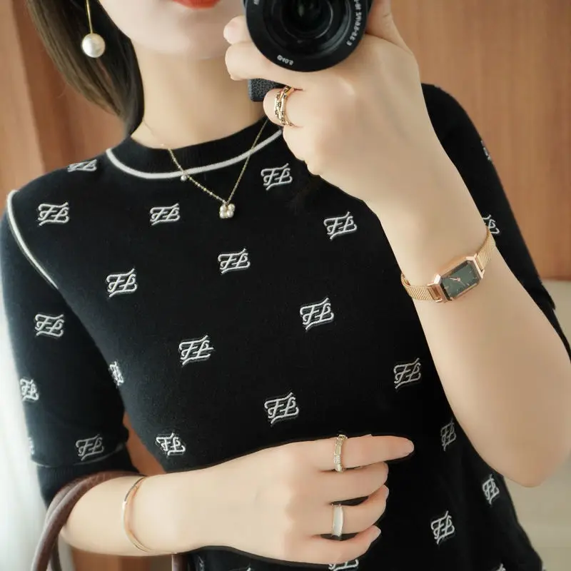 

Pure cotton knitwear 2021 new short sleeve T-shirt for women