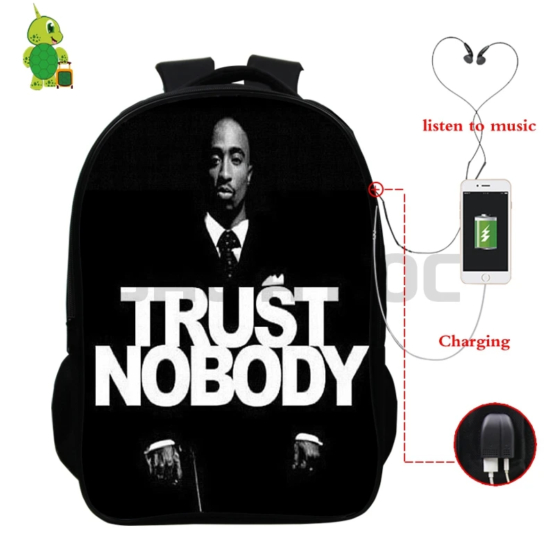 3 Известный Рюкзак с принтом Tupac, многофункциональные школьные сумки с USB зарядкой для подростков, женщин и мужчин, ежедневный рюкзак, коллекция фанатов - Цвет: 3