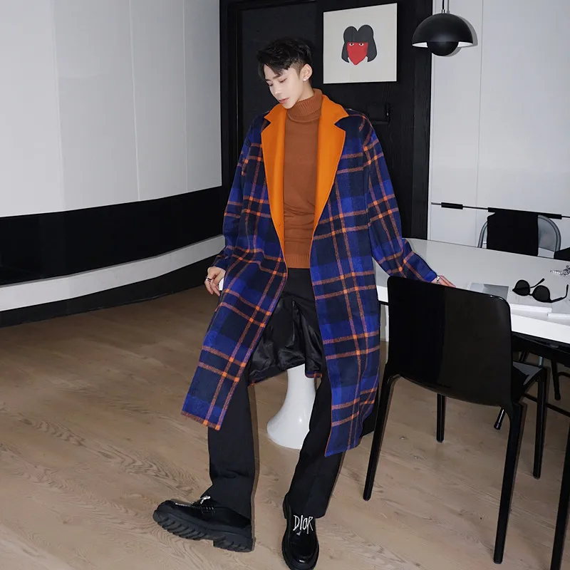 Мужской повседневный свободный шерстяной тренчкот в стиле ретро на осень и зиму