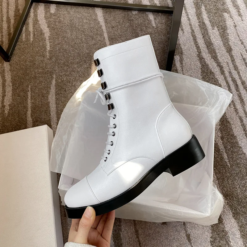

boots 2020 new autumn and winter boots children's net red middle tube thick heel lace up handsome locomotive boots