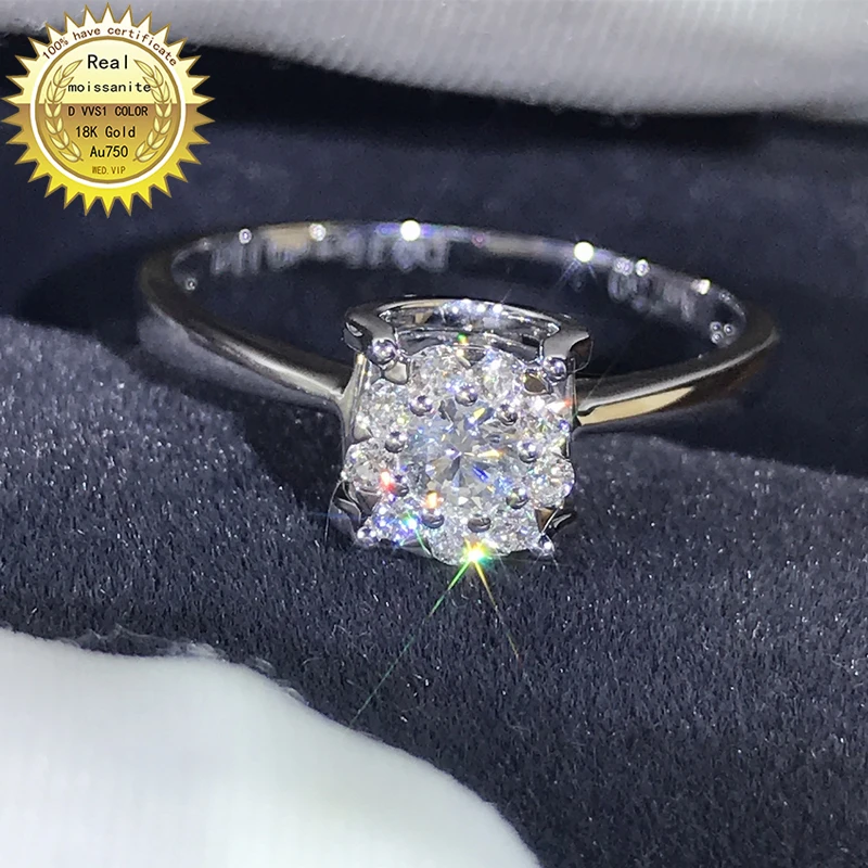 

18K goldr ring 1ct D VVS moissanite ring Engagement&Wedding Jewellery with certificate 018