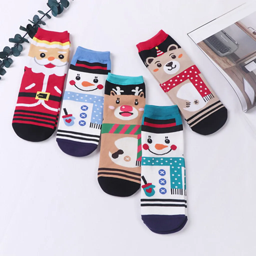 Модные милые носки унисекс рождественские женские теплые со снеговиком