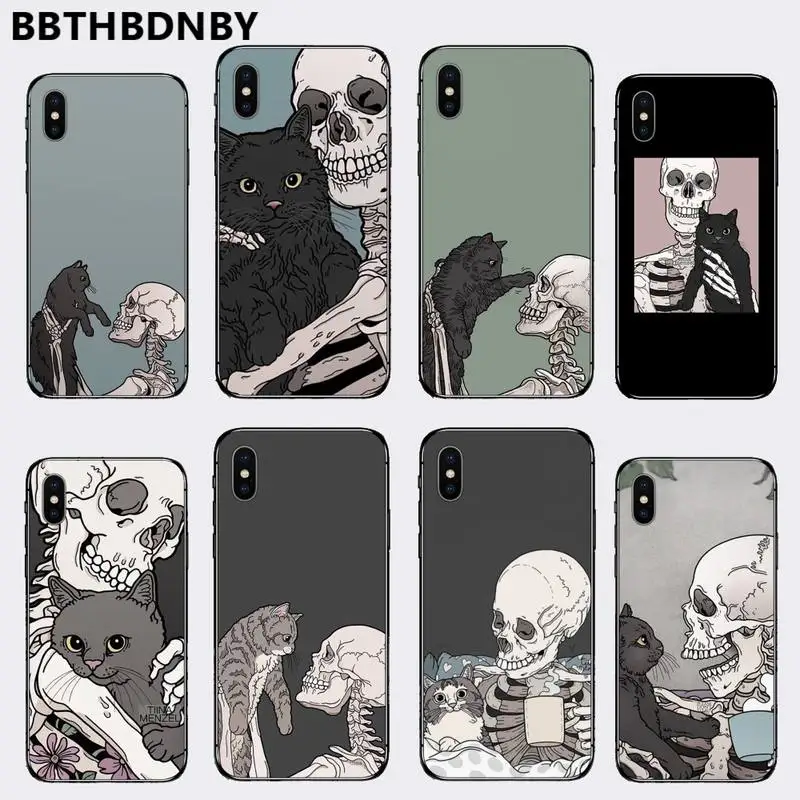 

Cute Cartoon Skull Cat Phone Case for iPhone 11 12 mini pro XS MAX 8 7 6 6S Plus X 5S SE 2020 XR