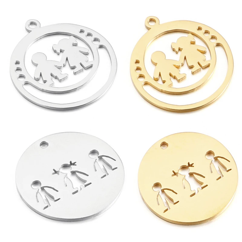 

5Pcs/Lot Round Hollow Child Charms Disk Stainless Steel Mirror Polish Love Boy Girl Letter DIY Charm Pendant 25mm