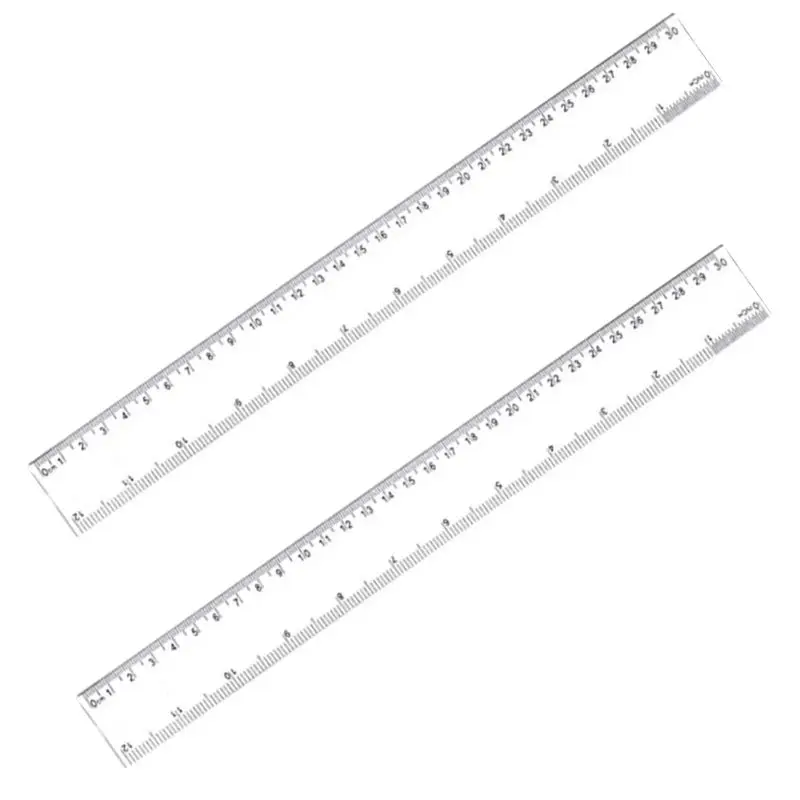 

2 Pack 12 Inches Clear Plastic Ruler Straight Ruler Plastic Measuring Tool for student School Office Q1JC