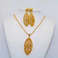 24k gold african dubai jewelry sets middle east luxury bridal wedding necklace pendant earrings women bridal jewelry gift