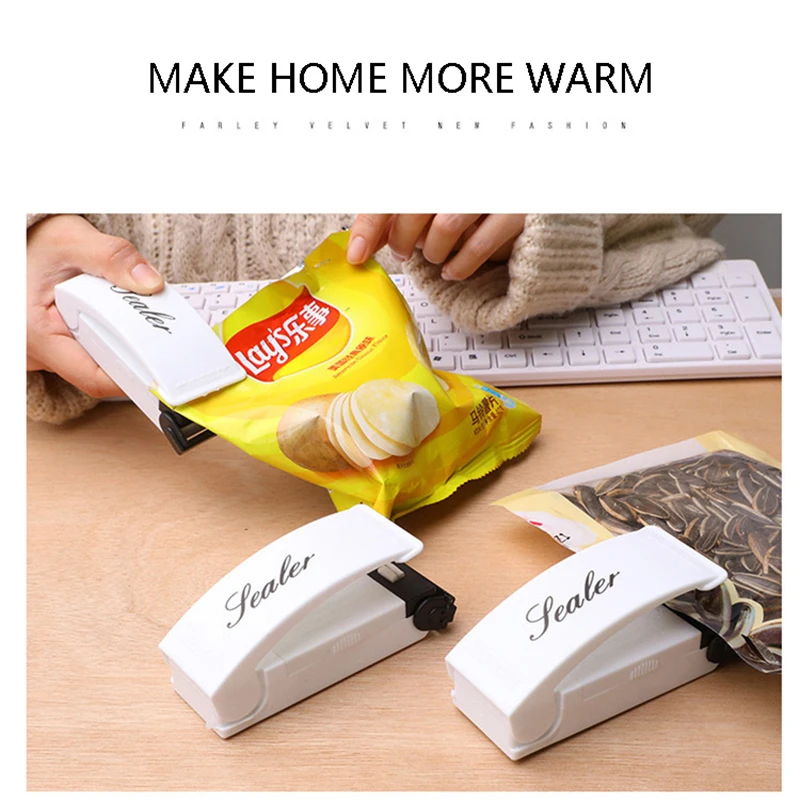 

Mini Bag Sealer Portable Chip Bag Heat Sealer Shrink Wrap Bags For Plastic Bags Fresh Food Storage White