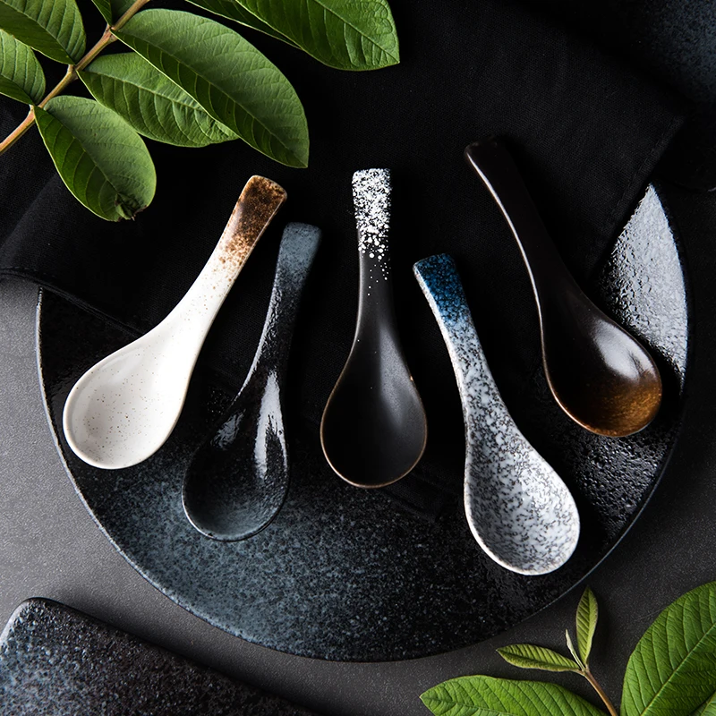 

1PS Japanese ceramic spoon Kitchen Cooking Utensil Tool Soup Teaspoon Catering For Kicthen