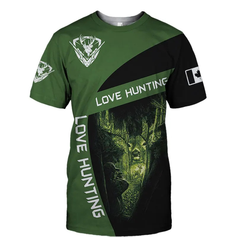 Мужские повседневные футболки с коротким рукавом и принтом оленя