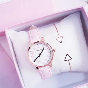 Лидер продаж, женские часы, браслет, набор, дамский браслет, цветочные часы, повседневные кожаные кварцевые наручные часы, часы, Relogio Feminino