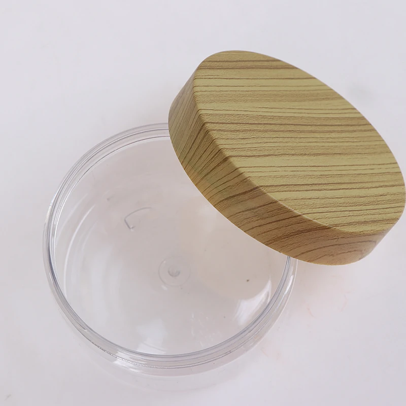 100/200/300/400/500/800/1000ml Empty Clear Pet Jars Container With Plastic Imitation Wood Lid Transparent Plastic Storage Bottle images - 6