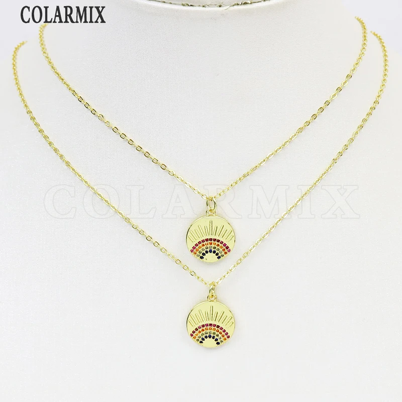 

8 шт., циркониевые бриллиантовые ожерелья, 18 к позолоченные ювелирные изделия, ожерелье, ювелирные изделия 7629