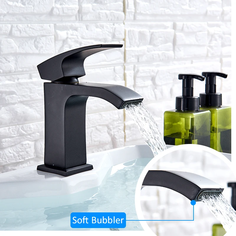 Vidric Black White Basin Faucets Waterfall Bathroom Sink Mixer Tap Single Hole Handle Water | Обустройство дома
