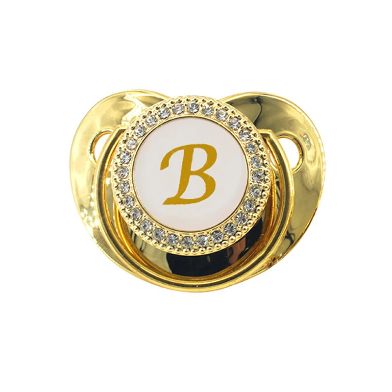 Силиконовая соска-пустышка для младенцев с 26 именами и буквами стразы золотыми