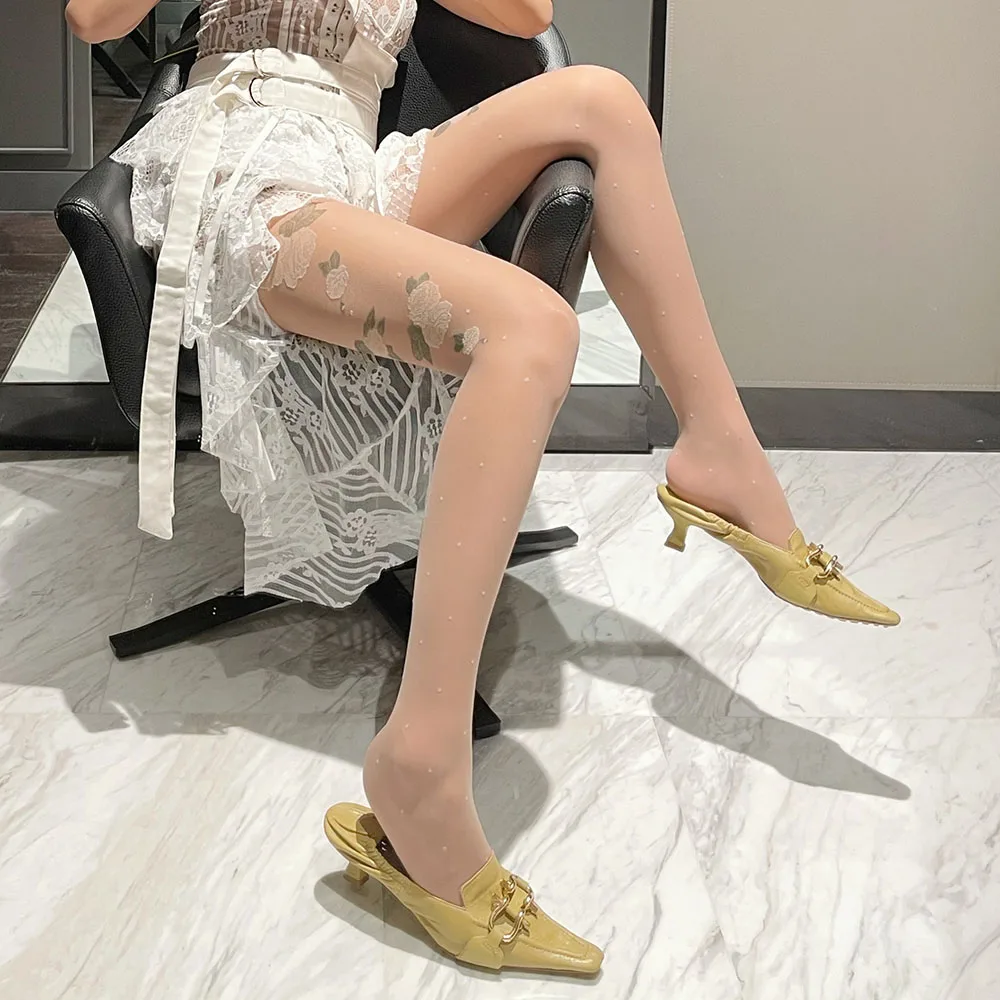 

2021 French Tights Sexy Rose Long Stockings Women Nylon Thigh High Ultrathin Nylon Bling Tights Clubwear Female Glossy Pantyhose