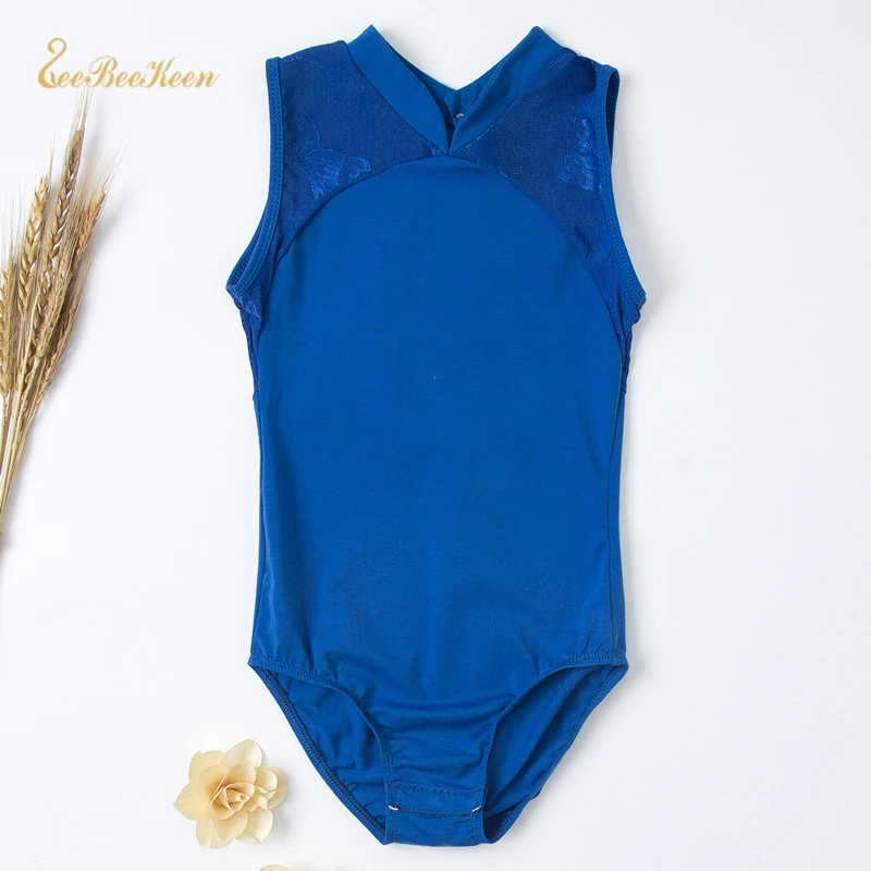 Балетная Одежда для девочек без рукавов с сеткой черного/синего/красного цвета |