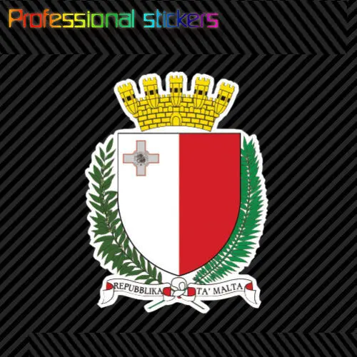 Наклейка на герб Мальты самоклеящаяся виниловая наклейка с Мальтийским флагом MLT