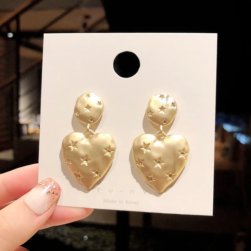 Женские серьги капельки с милыми полыми звездами золотистого цвета в Корейском