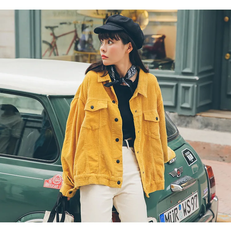 Vangull New 2019 Women Bomber Jacket with Pockets Cotton Corduroy Basic Coats Stylish Slim Fit Fashion Outerwear | Женская одежда