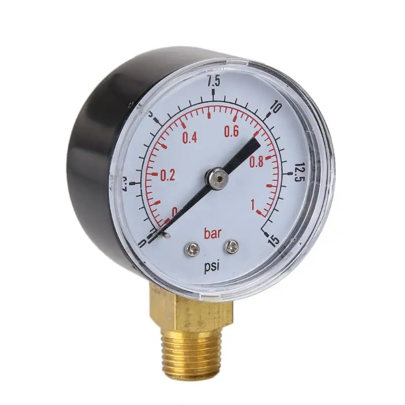Манометр для топлива воздуха гидравлический 50 мм 0/15 PSI 0/1 бар 1/4 BSPT подходит газа