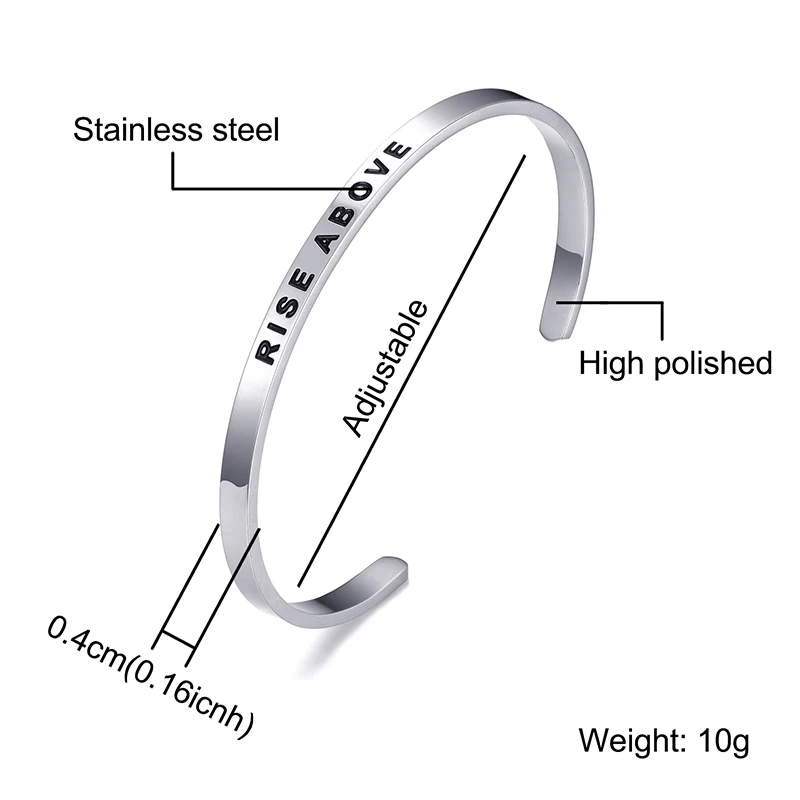 Браслет на запястье женский из нержавеющей стали Серебристый Регулируемый