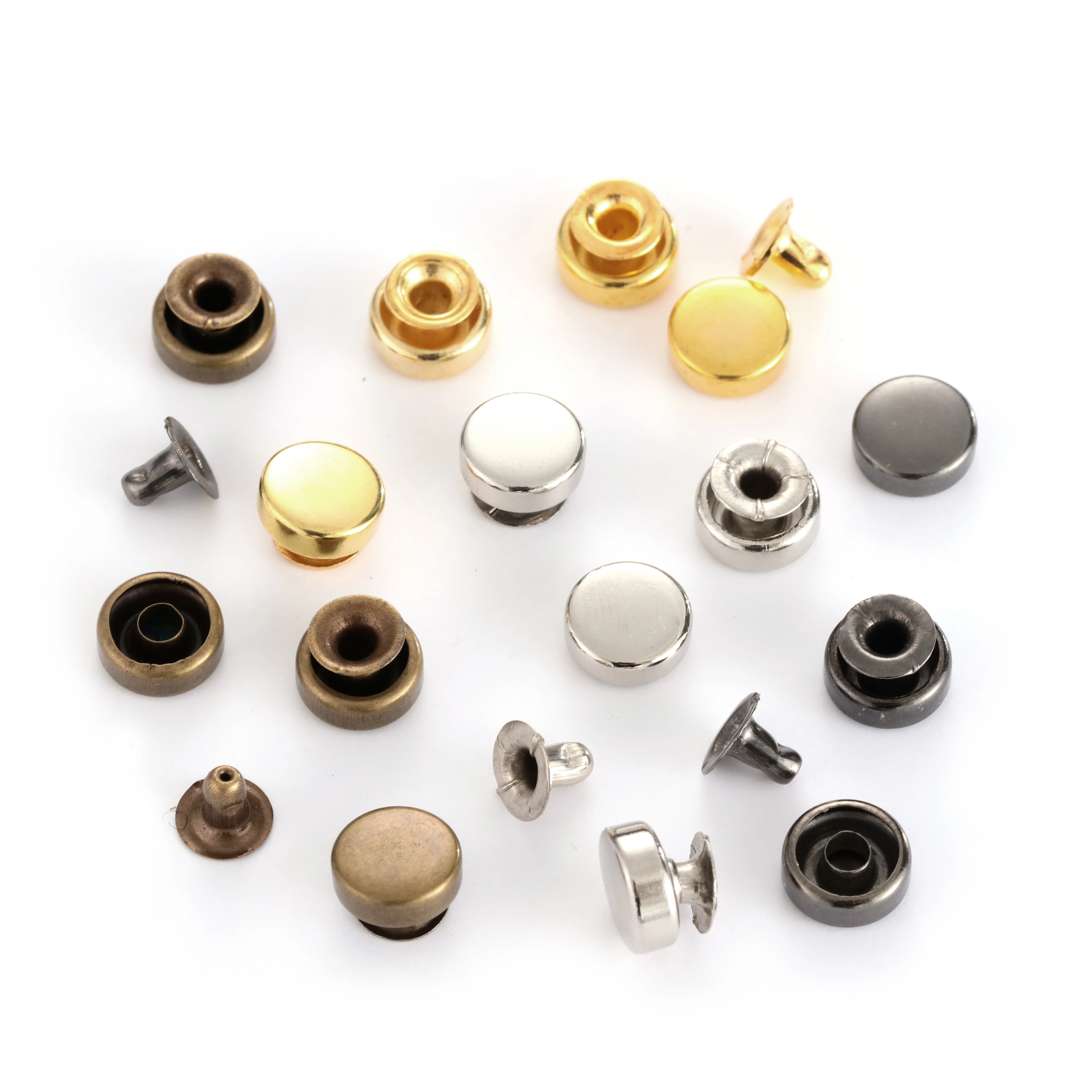 Круглые медные заклепки для ногтей 7/9 мм 50 комплектов латунные винтовые тканевые