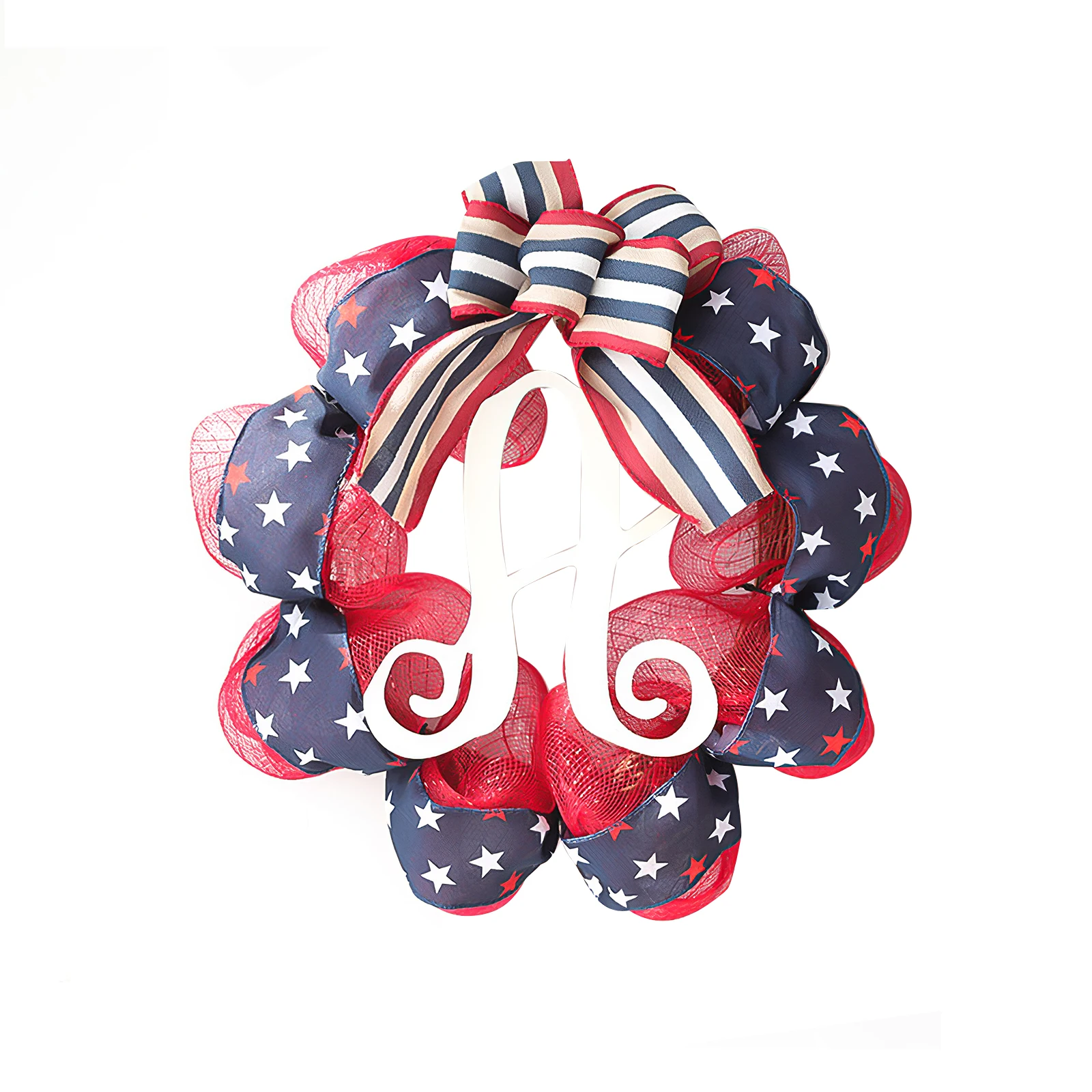 

Home Decor Memorial Party Ornament Front Door Reusable Patriotic Americana Wreath Indoor Outdoor Artificial Independence Day